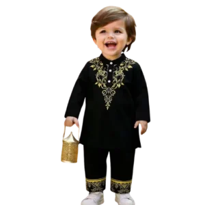 Royal Black Kids Ethnic Kurta Set